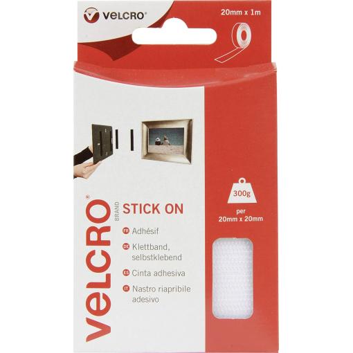 VELCRO® VEL-EC60210 pásek se suchým zipem, lepicí, háčková a flaušová část, (d x š) 1000 mm x 20 mm, bílá, 1 m