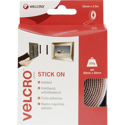 VELCRO® VEL-EC60214 pásek se suchým zipem, lepicí, háčková a flaušová část, (d x š) 2500 mm x 20 mm, bílá, 2.5 m