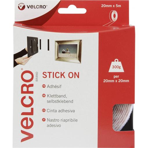 VELCRO® VEL-EC60216 pásek se suchým zipem, lepicí, háčková a flaušová část, (d x š) 5000 mm x 20 mm, bílá, 5 m