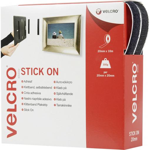 VELCRO® VEL-EC60220 pásek se suchým zipem, lepicí, háčková a flaušová část, (d x š) 10000 mm x 20 mm, černá, 10 m