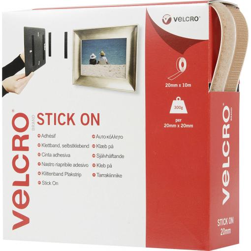 VELCRO® VEL-EC60221 pásek se suchým zipem, lepicí, háčková a flaušová část, (d x š) 10000 mm x 20 mm, béžová, 10 m