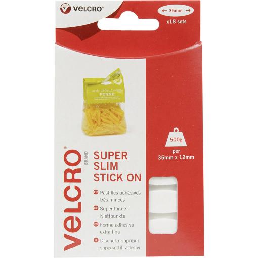 VELCRO® VEL-EC60212 suchý zip ve tvaru elipsy, lepicí, háčková a flaušová část, (d x š) 35 mm x 12 mm, bílá, 18 ks