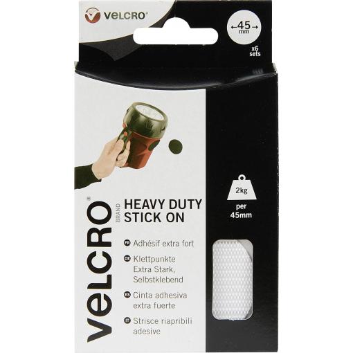 VELCRO® VEL-EC60249 kulaté suché zipy lepicí háčková a flaušová část, extra silná (Ø) 45 mm bílá 6 pár