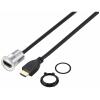 TRU COMPONENTS TC-11980456 Zásuvka HDMI panelového adaptéru HDMI zásuvka HDMI zástrčka stříbrná Pólů: 1 Délka kabelu: 90 cm Množství: 1 ks