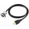 TRU COMPONENTS TC-11980456 Zásuvka HDMI panelového adaptéru HDMI zásuvka HDMI zástrčka stříbrná Pólů: 1 Délka kabelu: 90 cm Množství: 1 ks