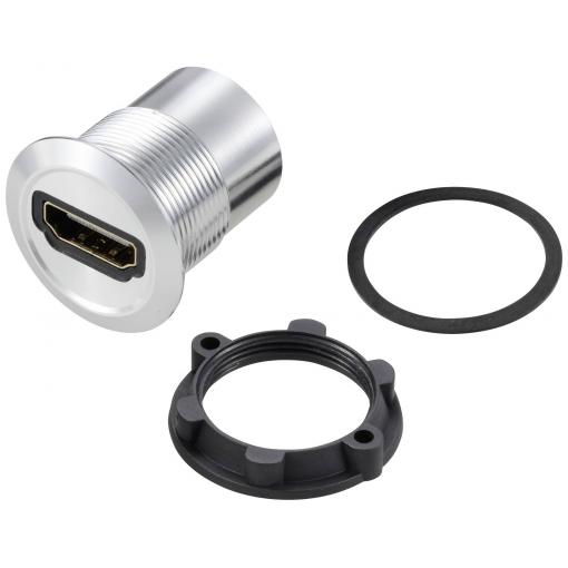 TRU COMPONENTS TC-11980452 Zásuvka HDMI panelového adaptéru HDMI zásuvka HDMI zásuvka stříbrná Množství: 1 ks