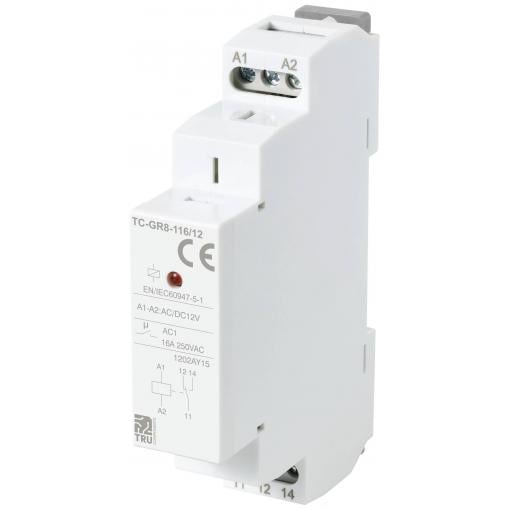 TRU COMPONENTS TC-GR8-116/12 pomocný spínač 1 přepínací kontakt 12 V/AC, 12 V/DC 16 A 1 ks