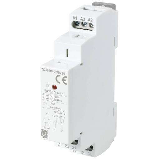 TRU COMPONENTS TC-GR8-208/230 pomocný spínač 2 přepínací kontakty 24 V/AC, 24 V/DC, 230 V/AC 8 A 1 ks