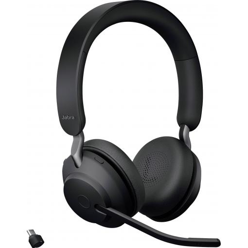 Jabra Evolve2 65 UC Headset otevřená (On Ear) Bluetooth® stereo černá regulace hlasitosti, Indikátor nabití, Vypnutí zvuku mikrofonu telefon