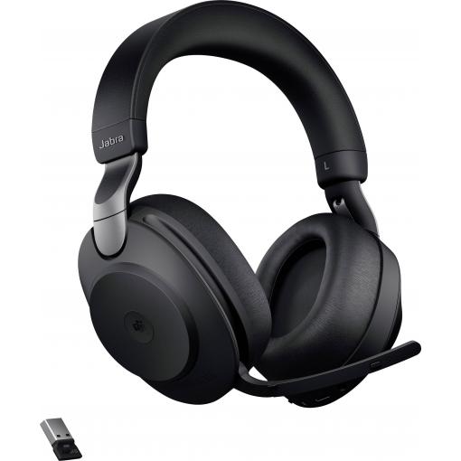 Jabra Evolve2 85 MS Headset uzavřená (Over Ear) Bluetooth®, kabelová stereo černá Redukce šumu mikrofonu regulace hlasitosti, Indikátor nabití, Vypnutí zvuku