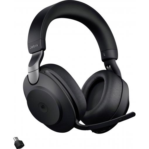 Jabra Evolve2 85 MS Headset uzavřená (Over Ear) Bluetooth®, kabelová stereo černá Redukce šumu mikrofonu regulace hlasitosti, Indikátor nabití, Vypnutí zvuku
