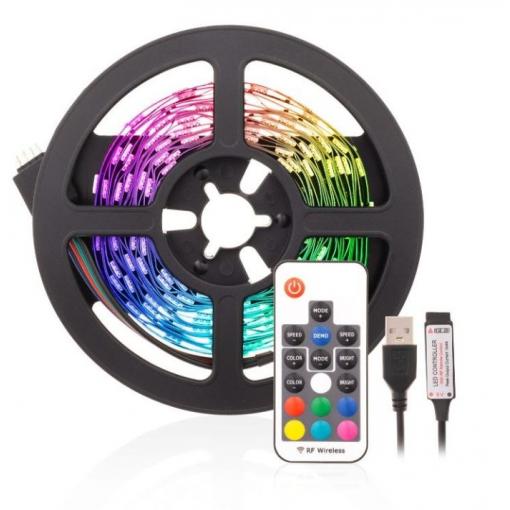 Sada LED pásku USB RGB 4 m, 20 W, s RF ovladačem