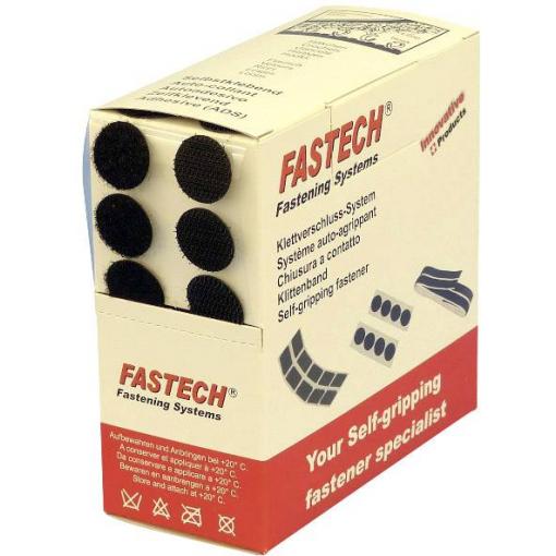 FASTECH® B20-COIN999905 kulaté suché zipy zalepení hotmelt háčková a flaušová část (Ø) 20 mm černá 460 díly