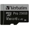 Verbatim Pro paměťová karta microSDXC 256 GB UHS-Class 3 podpora videa 4K, výkonnostní standard A2, vč. SD adaptéru, nárazuvzdorné, vodotěsné
