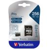 Verbatim Pro paměťová karta microSDXC 256 GB UHS-Class 3 podpora videa 4K, výkonnostní standard A2, vč. SD adaptéru, nárazuvzdorné, vodotěsné