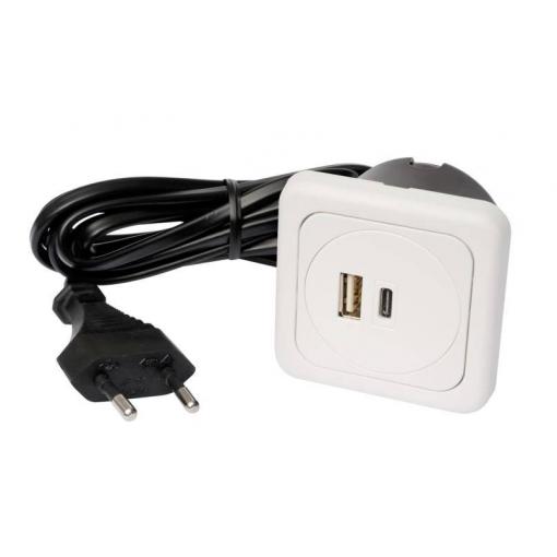 interBär 9016-018.81 3násobný USB nabíjecí zásuvka do zdi Jednodílná sada s USB, s USB-C® IP20 bílá