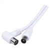 Anténní kabel EMOS SB3110, bílý, stíněný, 10m, úhlový konektor