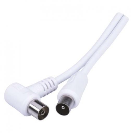 Anténní kabel EMOS SB3110, bílý, stíněný, 10m, úhlový konektor