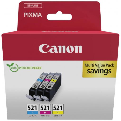 Canon Ink CLI-521 originál kombinované balení azurová, purppurová, žlutá 2934B015