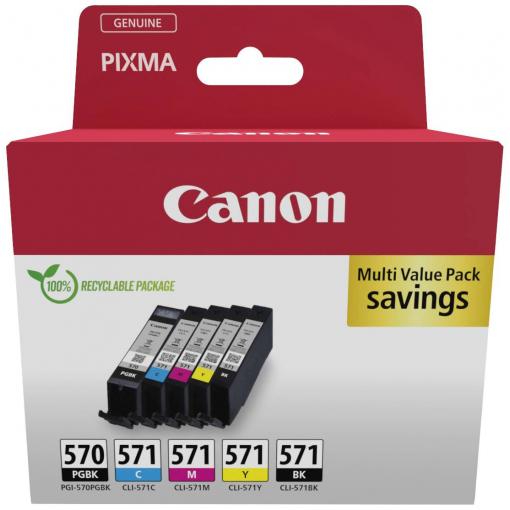 Canon Ink PGI-570 CLI-571 originál kombinované balení černá, černá, azurová, purppurová, žlutá 0372C006