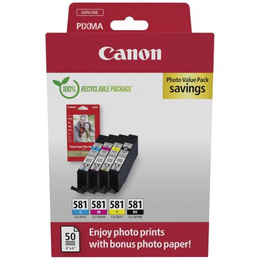 Canon Ink CLI-581 originál kombinované balení černá, azurová, purppurová, žlutá 2106C006