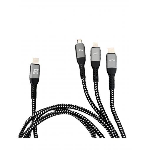 IWH Nabíjecí kabel USB USB-C®, USB Micro-A zásuvka, Apple Lightning konektor 1.20 m 019057