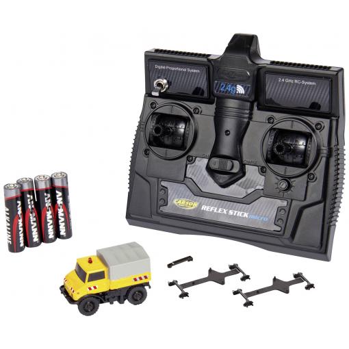 Carson Modellsport 500504146 MB Unimog U406 Zweiwegefahrzeug 1:87 RC model nákladního automobilu elektrický silniční model vč. akumulátorů, nabíječky a baterie