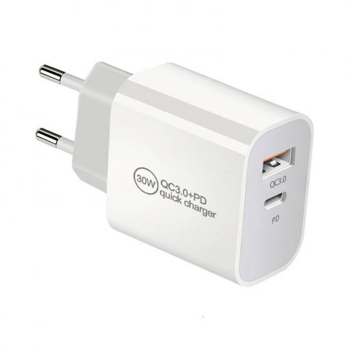IWH USB nabíječka, 1x USB A , 1x USB-C®, 30 W, Dodávka energie, QC 3.0, bílá