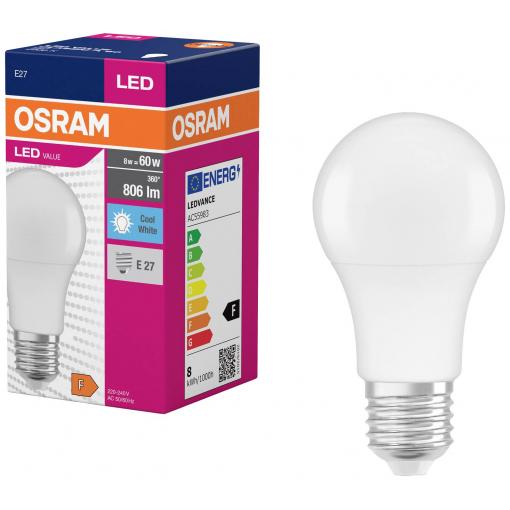 OSRAM HOMELIGHTING 4099854109799 LED Energetická třída (EEK2021) F (A - G) E27 klasická žárovka 8.5 W = 60 W neutrální bílá (Ø x v) 60 mm x 60 mm 1 ks