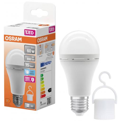 OSRAM HOMELIGHTING 4099854190131 Akumulátorem napájené LED svítidlo Energetická třída (EEK2021) F (A - G) E27 klasická žárovka 8 W = 60 W neutrální bílá (Ø x