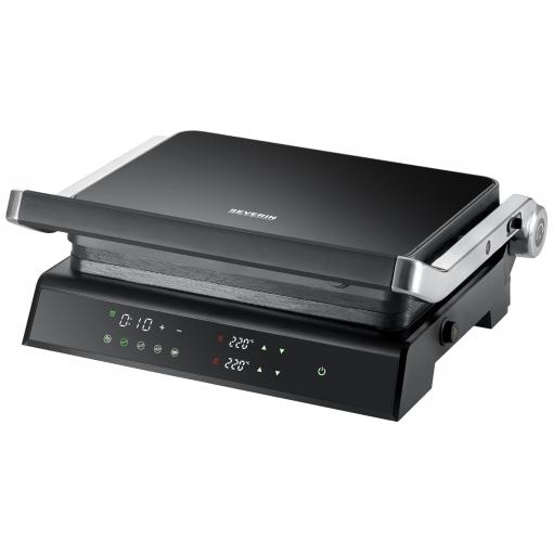 Severin SEVINI Comfort KG2399 elektrický gril, kontaktní gril, černá/stříbrná