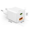 Hama USB nabíječka, Rychlonabíječka, USB Power Delivery (USB-PD) , 1x USB-C®, 1x USB A , 20.00 W, Dodávka energie, QC 3.0, bílá