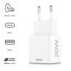 Hama USB nabíječka, Rychlonabíječka, USB Power Delivery (USB-PD) , 1x USB-C®, 1x USB A , 20.00 W, Dodávka energie, QC 3.0, bílá