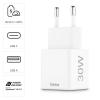 Hama USB nabíječka, USB Power Delivery (USB-PD) , 1x USB A , 1x USB-C®, 30.00 W, Dodávka energie, bílá