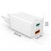 Hama USB nabíječka, USB Power Delivery (USB-PD) , 1x USB A , 1x USB-C®, 45.00 W, Dodávka energie, bílá