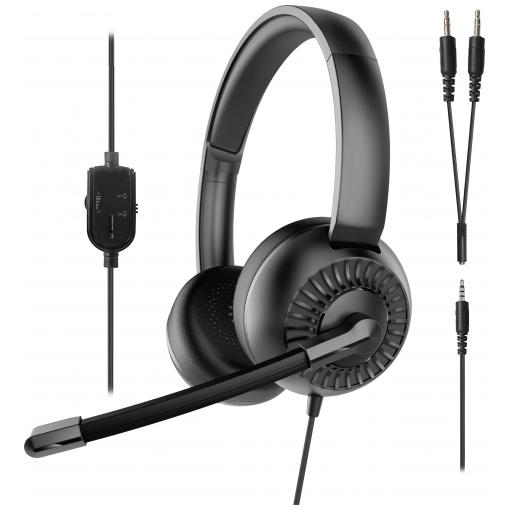 SpeedLink METIS Headset otevřená (On Ear) kabelová stereo černá headset, regulace hlasitosti, Vypnutí zvuku mikrofonu