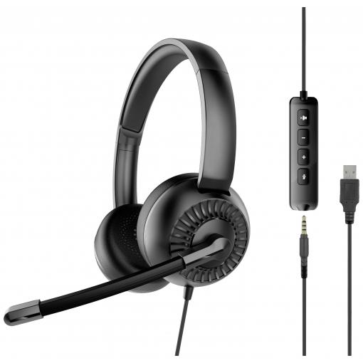 SpeedLink METIS Headset otevřená (On Ear) kabelová stereo černá headset, regulace hlasitosti, Vypnutí zvuku mikrofonu