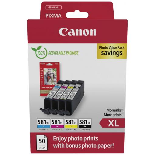 Canon Ink CLI-581 XL originál kombinované balení černá, azurová, purppurová, žlutá 2052C006