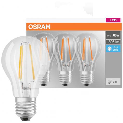 OSRAM HOMELIGHTING 4058075819535 LED Energetická třída (EEK2021) E (A - G) E27 klasická žárovka 6.5 W = 60 W neutrální bílá (Ø x v) 60 mm x 60 mm 3 ks