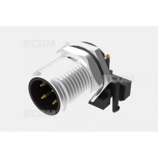 Vidlice M12 kód A, 4 pinů, 90°, 250 V / 4 A, IP67