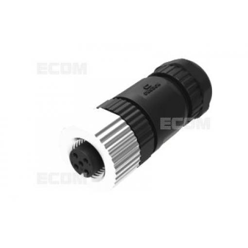 Průmyslová zásuvka M12 kód A, 5 pinů, 250 V / 4 A, IP67