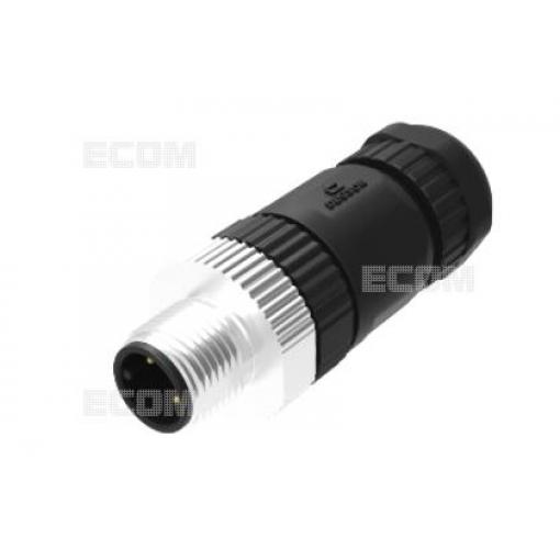 Vidlice M12 kód A, 4 piny, 250 V / 4 A, IP67, kabel