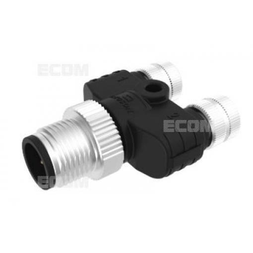 Y-konektor M12 vidlice na 2× M8 zásuvka, 3 piny, 60 V / 3 A, IP67