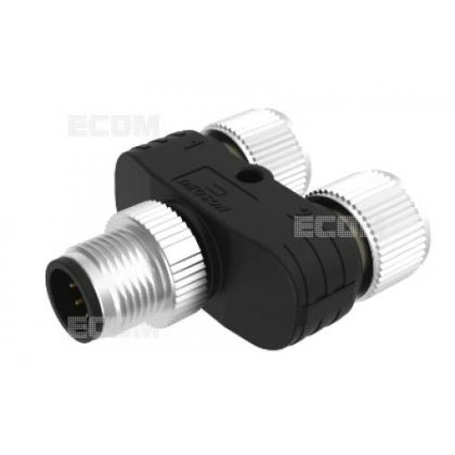 Y-konektor M12, 2× zásuvka/vidlice, 5 pinů, 60 V / 4 A, IP67