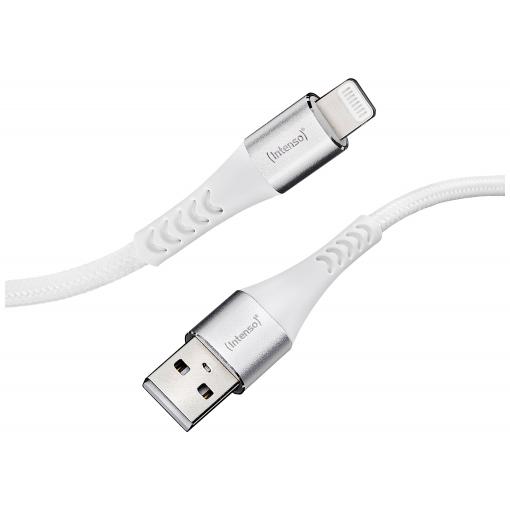 Intenso USB kabel USB 2.0 USB-A zástrčka, Apple Lightning konektor 1.50 m bílá látkový potah 7902102