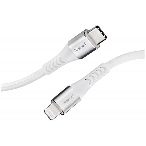 Intenso USB kabel USB 2.0 USB-C ® zástrčka, Apple Lightning konektor 1.50 m bílá látkový potah 7902002