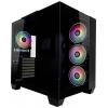 LC Power 809-B-ON Dark Storm_X midi tower herní pouzdro černá boční okno, 4 předinstalované LED ventilátory