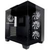 LC Power 809-B-ON Dark Storm_X midi tower herní pouzdro černá boční okno, 4 předinstalované LED ventilátory