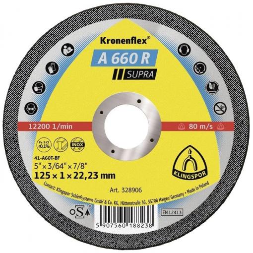 Klingspor A 660 R Supra 328906 řezný kotouč rovný 125 mm 25 ks nerezová ocel
