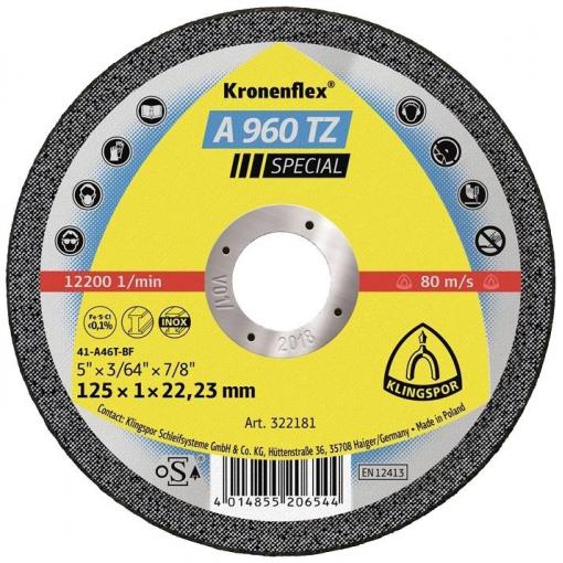 Klingspor A 960 TZ Special 322181 řezný kotouč rovný 125 mm 25 ks nerezová ocel